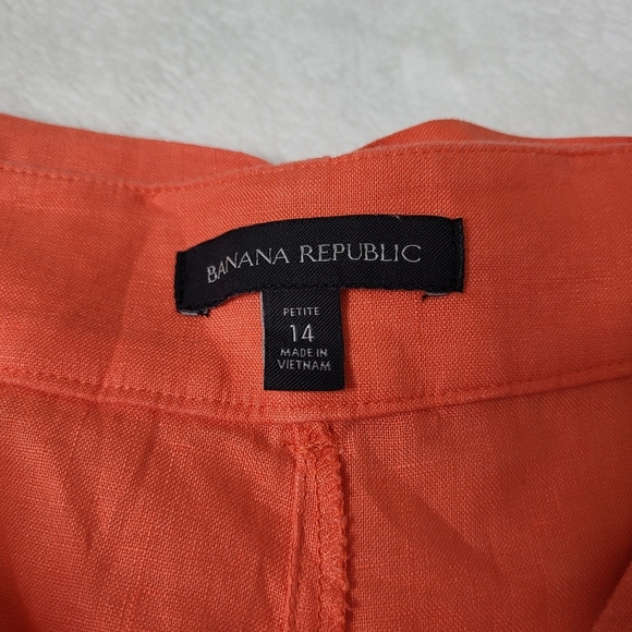 Banana Republic Meridian Linen Pant. Size 14 Petite. Coral Sunset - Picture 12 of 16